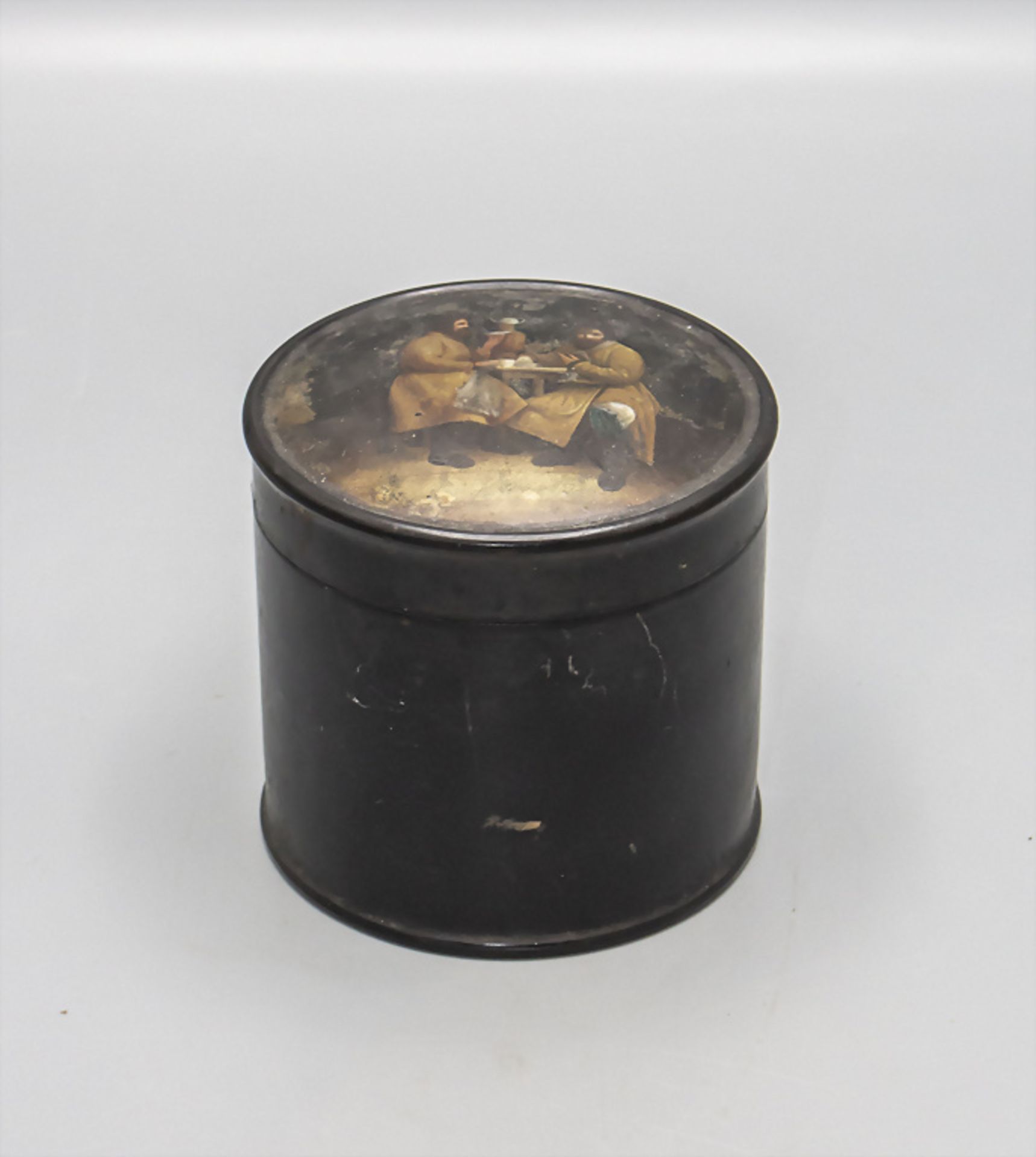 Lackteedose mit Genreszene 'Die Teetrinker' / A lacquered tea caddy with a genre scene 'Tea ...