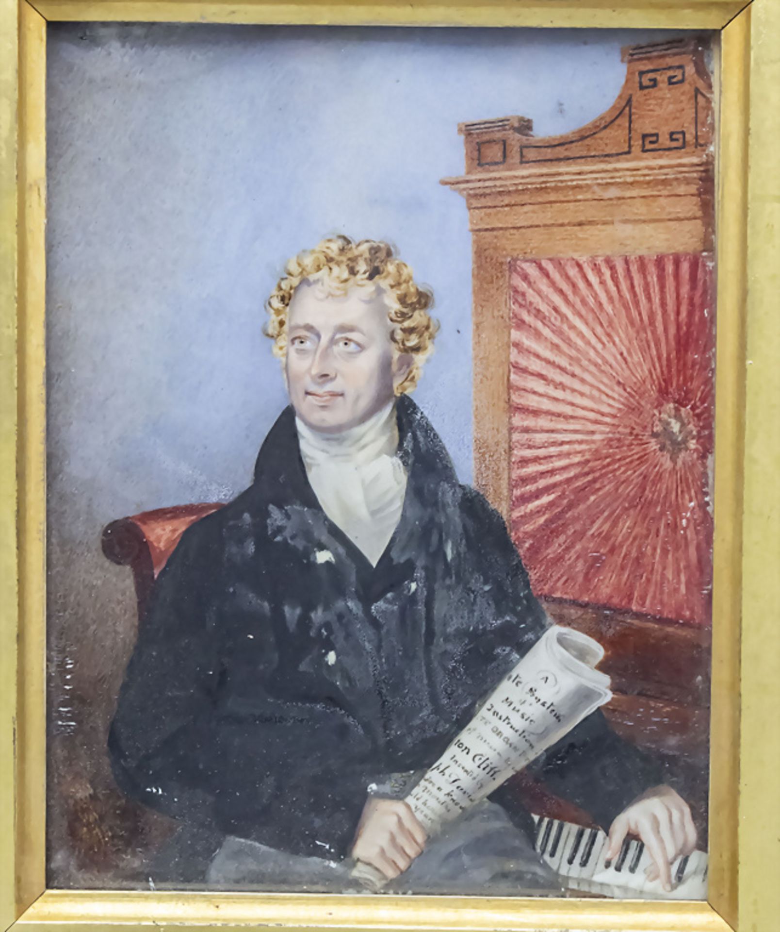 Miniatur eines englischen Musikers / A miniature of an English musician, Biedermeier / ...