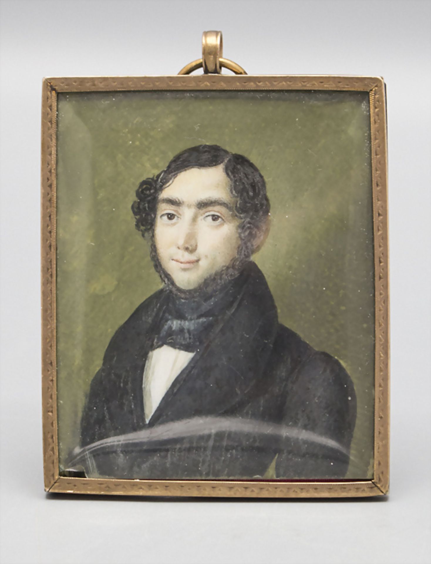 Miniatur Porträt eines jungen Herrn / A miniature portrait of a young gentleman, Frankreich, ...