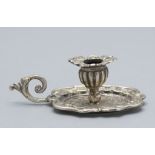 Miniatur Handleuchter / A miniature silver candle holder with handle, Giuseppe Belfiore, ...