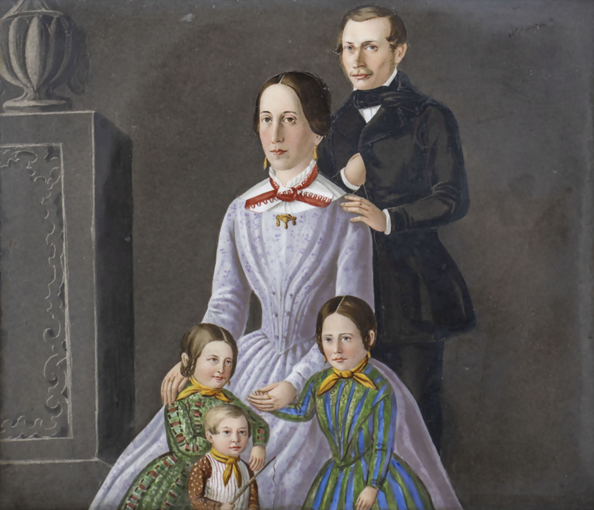 Porzellanbild einer Familie / A porcelain painting of a family, KPM Berlin, 1844-1847
