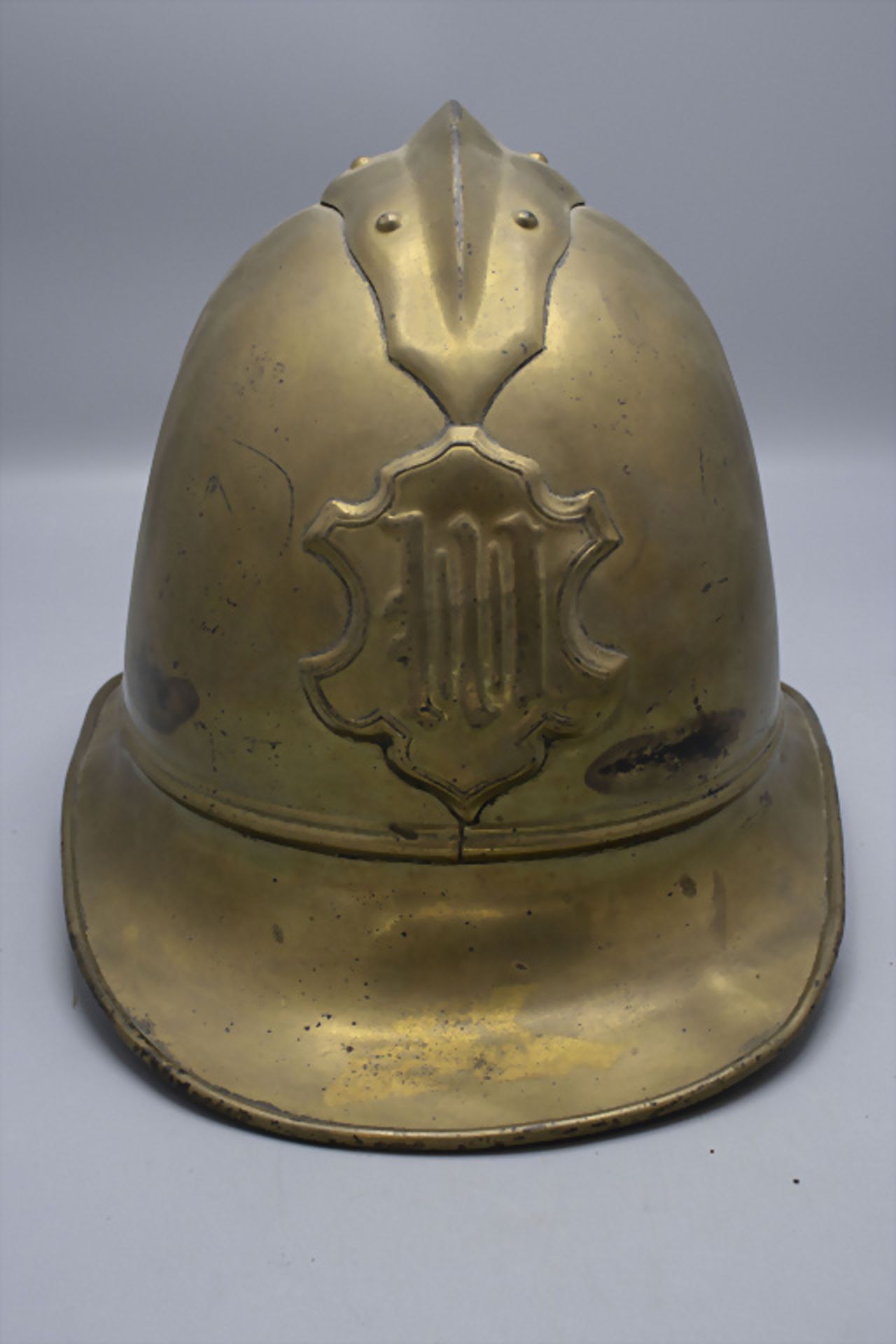 Französischer Helm mit Schutzbrille / A french helmet with safety glasses, um 1900 - Image 2 of 5