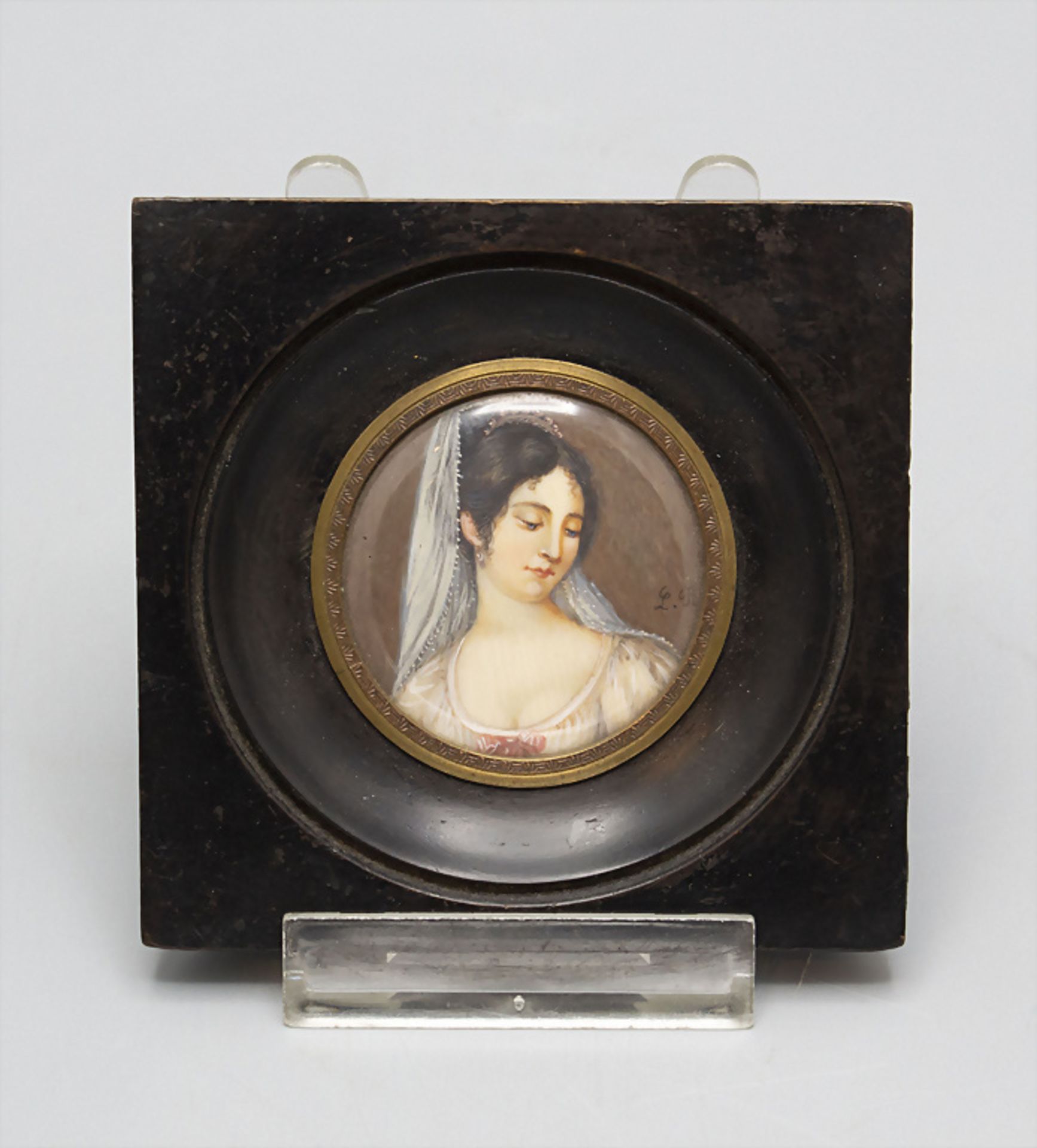 Miniatur Porträt einer jungen Dame mit Schleier / A miniature portrait of a young lady wearing ... - Bild 2 aus 4