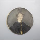Miniatur Porträt einer Dame mit ausgefallener Hochfrisur / A miniature portrait of a lady with ...