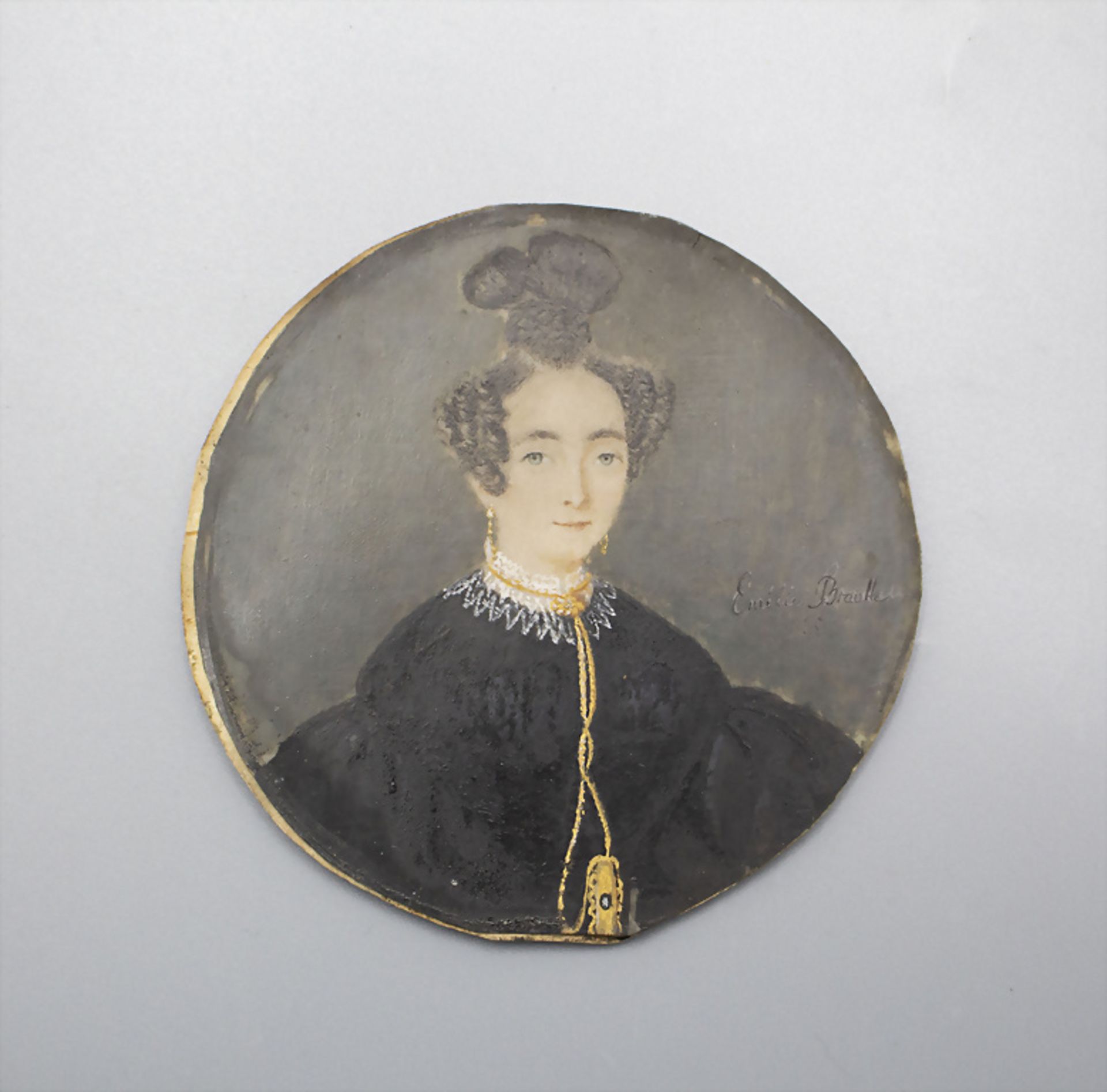 Miniatur Porträt einer Dame mit ausgefallener Hochfrisur / A miniature portrait of a lady with ...