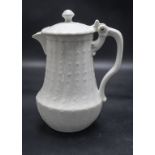 Jugendstil Porzellankanne mit Scharnierdeckel / An Art Nouveau porcelain pot with hinged lid, ...