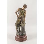 Bronze 'Schmied mit jungem Lehrling' / A bronze 'Blacksmith with young apprentice', Victor ...