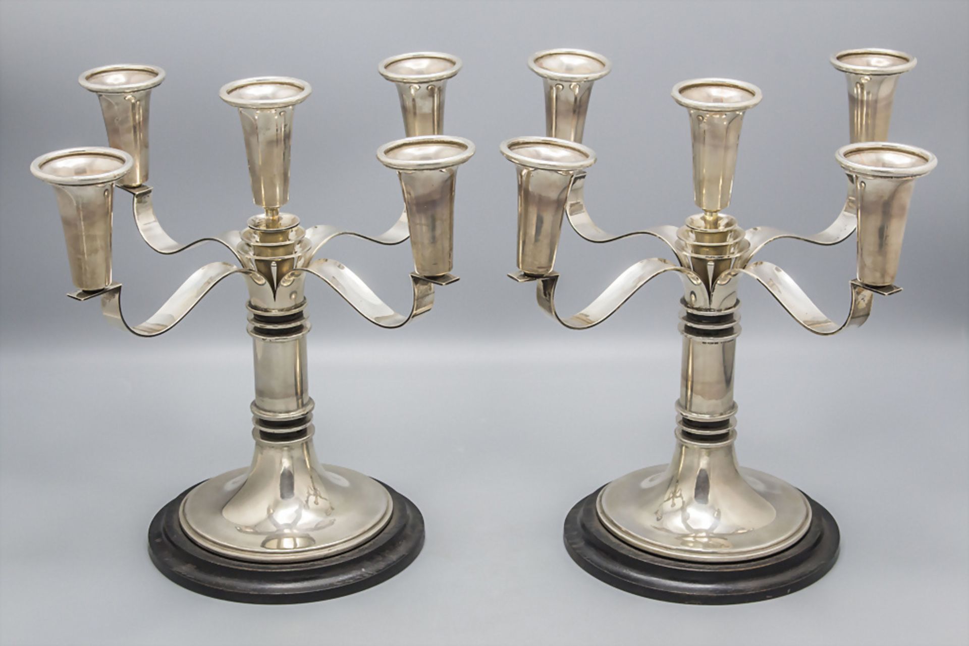 Paar Art Déco Girandolen / A pair of Art Deco silver girandoles, Ricci & C., Allesandria, nach 1934