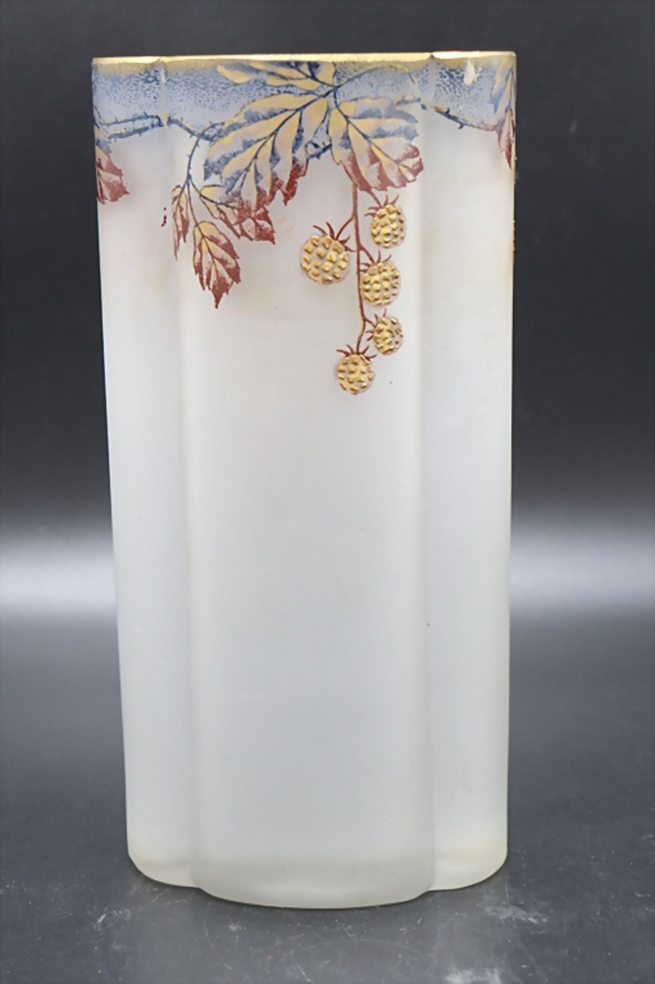 Jugendstil Vase mit Brombeeren / An Art Nouveau glass vase with blackberries, Mont Joye/Legras ... - Bild 3 aus 6