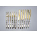 Obstbesteck für 6 Personen / A silver fruit cutlery for 6 persons, Wilkens Bremen, Ende 19. Jh.