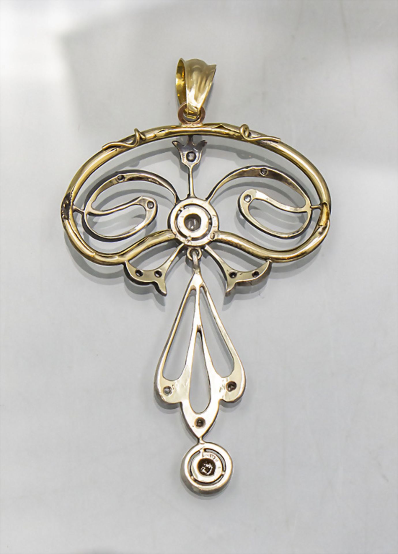 Jugendstil Gold und Silber Anhänger / An Art Nouveau gold and silver pendant, Frankreich, um 1910 - Bild 4 aus 4