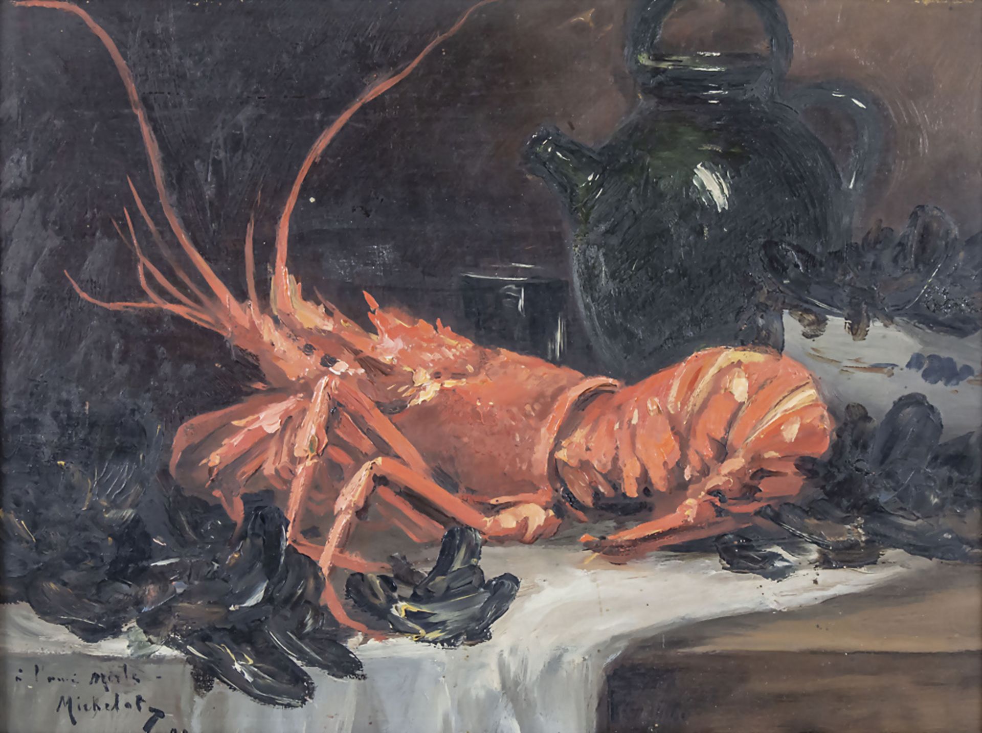 Unbekannter Signaturist des 19./20. Jh., 'Stillleben mit Hummer' / 'A still life with lobster'
