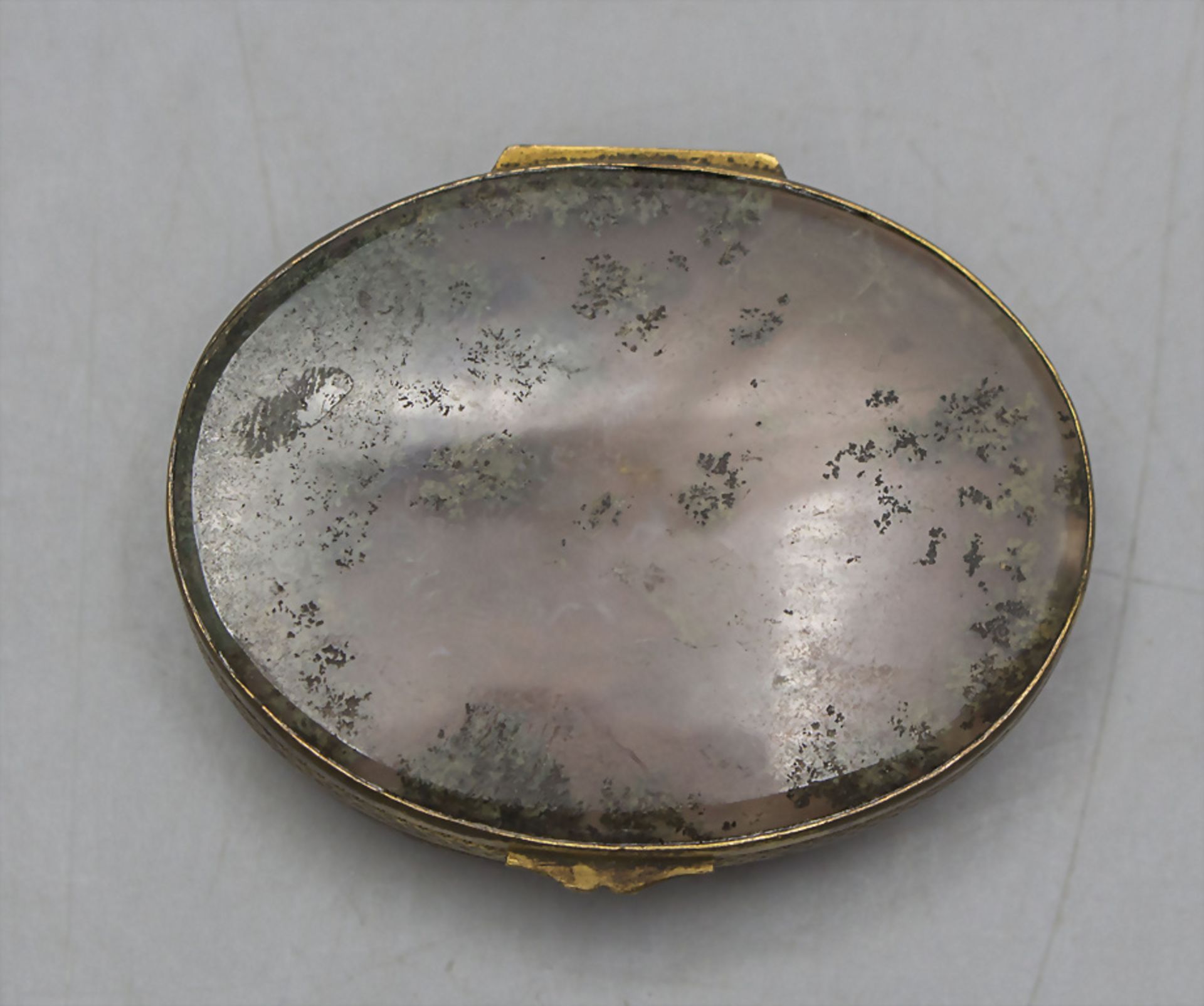 Ovale Achat Deckeldose / Tabatiere / An oval agate snuffbox, Frankreich, Ende 19. Jh. - Image 2 of 5