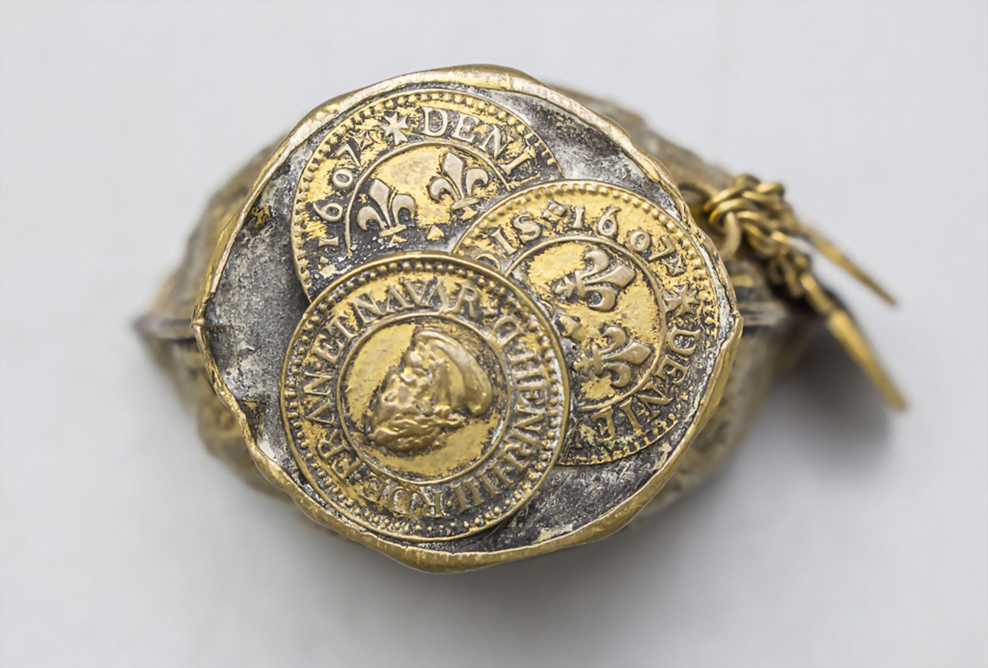 Sack mit Münzen als Trompe-l'oeil Briefbeschwerer / A gilded bronze paperweight, Frankreich, ... - Bild 3 aus 4