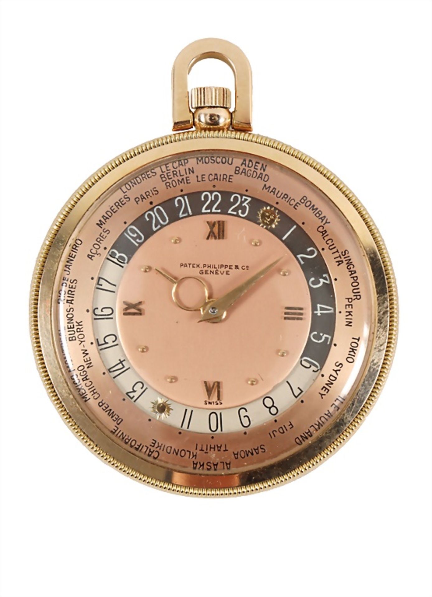 Weltzeituhr / An 18 ct gold world time pocket watch, Patek Phillippe & Co., Genf / Genève, um 1945