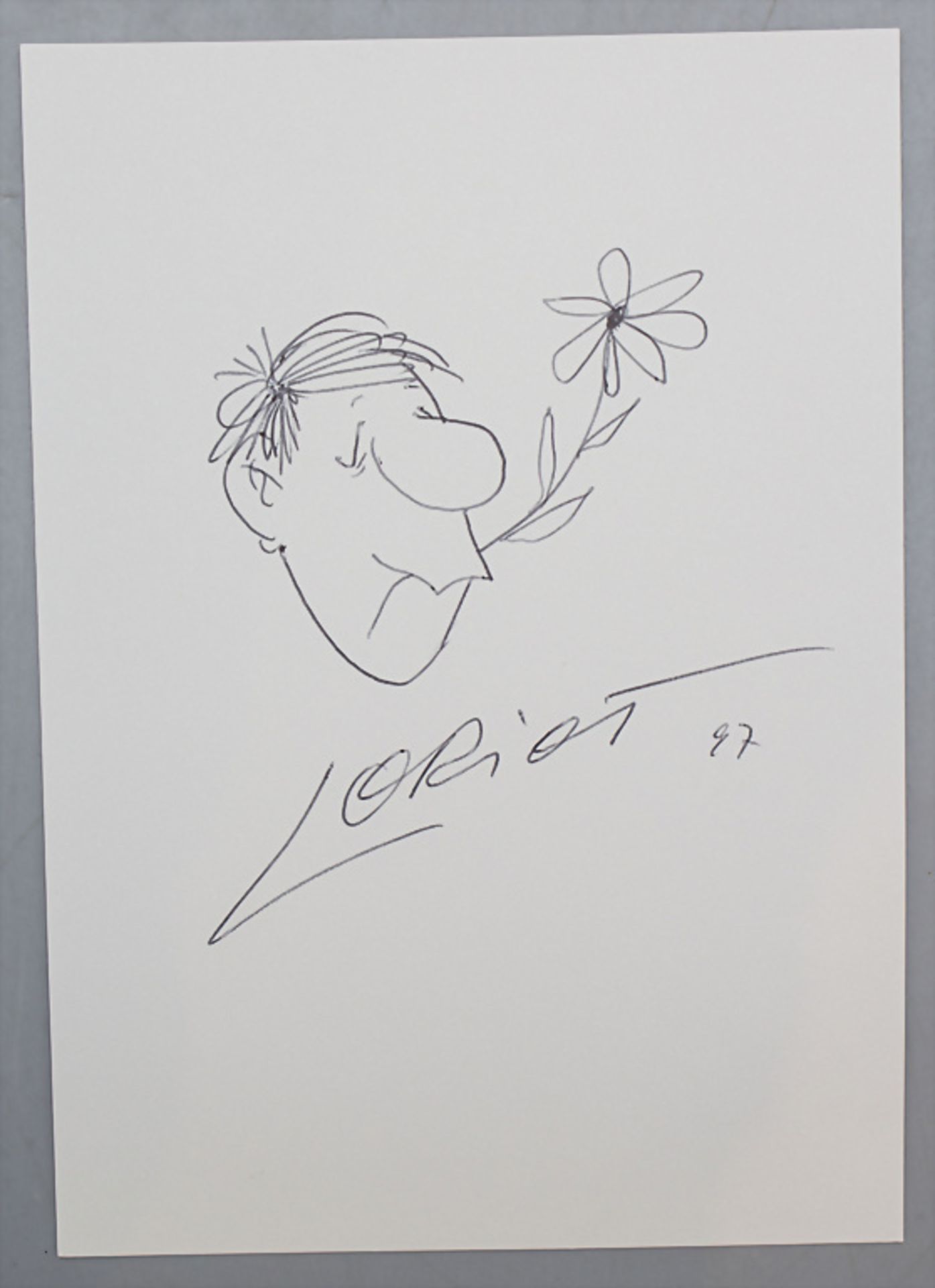 Autograph und Zeichnung von Vicco VON BÜLOW bzw. LORIOT (*1923-2011), 1997