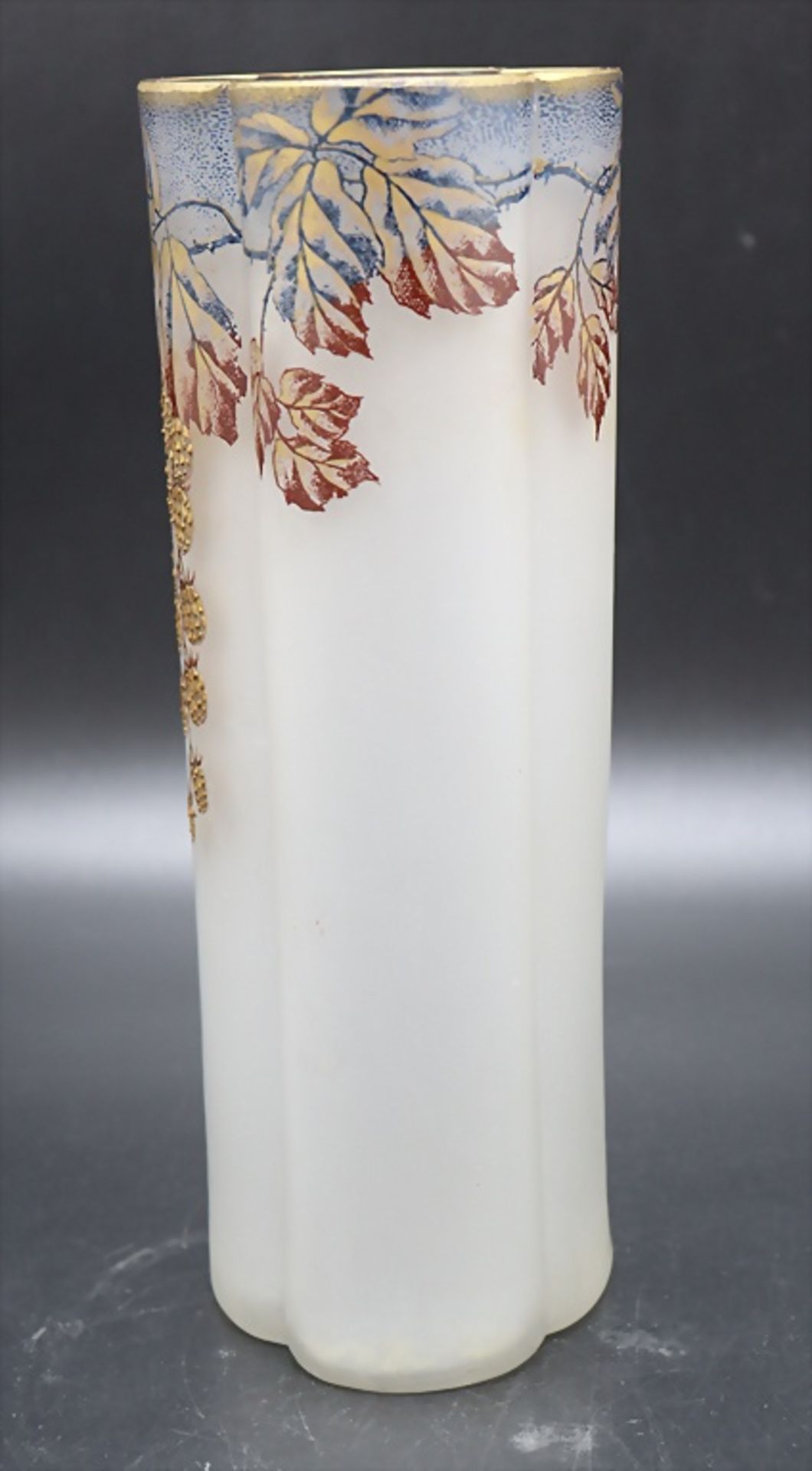 Jugendstil Vase mit Brombeeren / An Art Nouveau glass vase with blackberries, Mont Joye/Legras ... - Bild 2 aus 6
