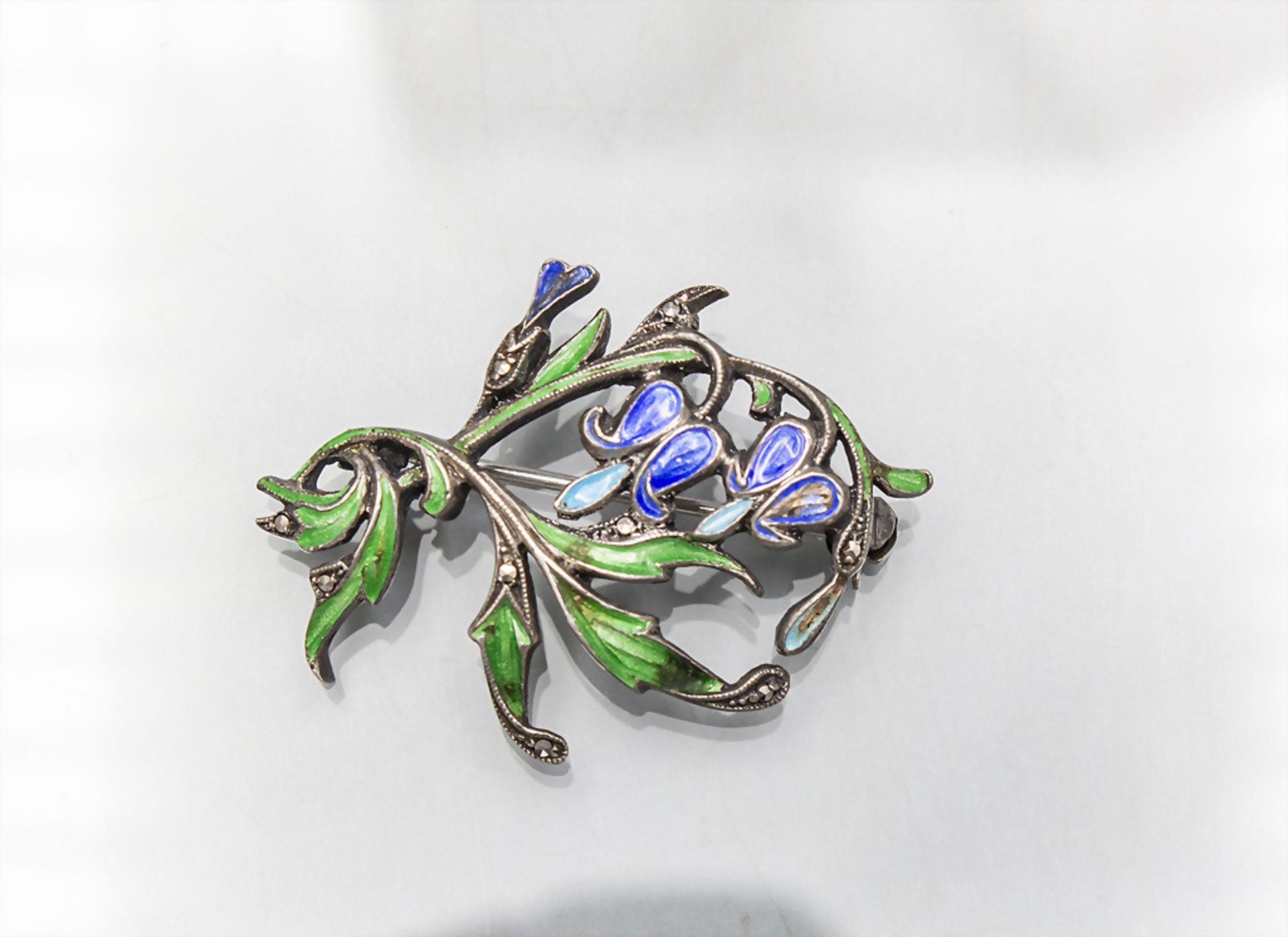 Jugendstil Emaille Brosche 'Tränende Herzen' / An Art Nouveau enamel brooch with bleeding ... - Image 2 of 3