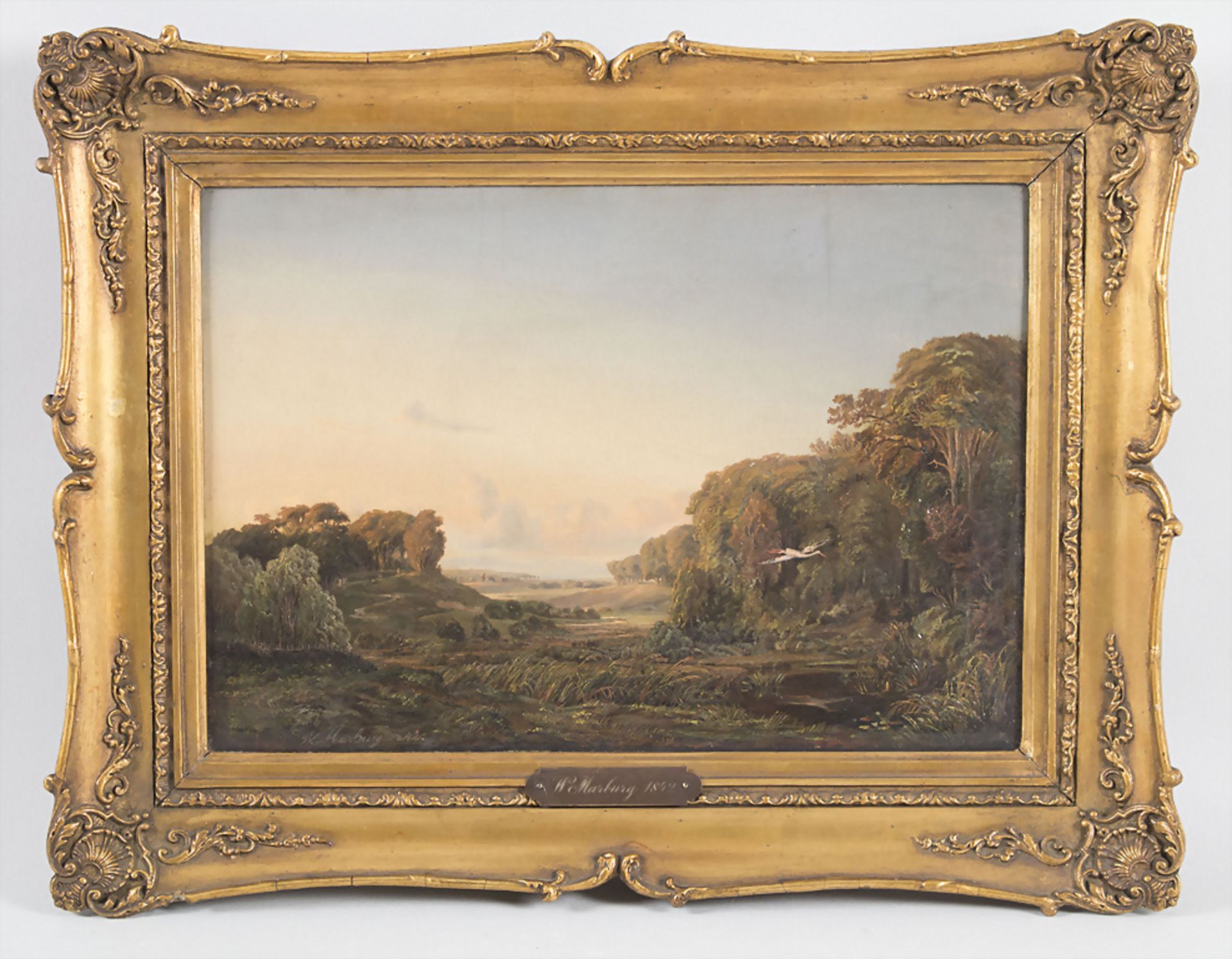 W. MARBURG, Landschaft mit Storch / A landscape with stork, 1842 - Image 2 of 4