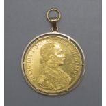 Goldmünze '4 Dukaten' als Anhänger / A gold coin with gold mount, Österreich