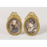 Paar Miniaturen / A pair of miniature paintings, um 1870/1880