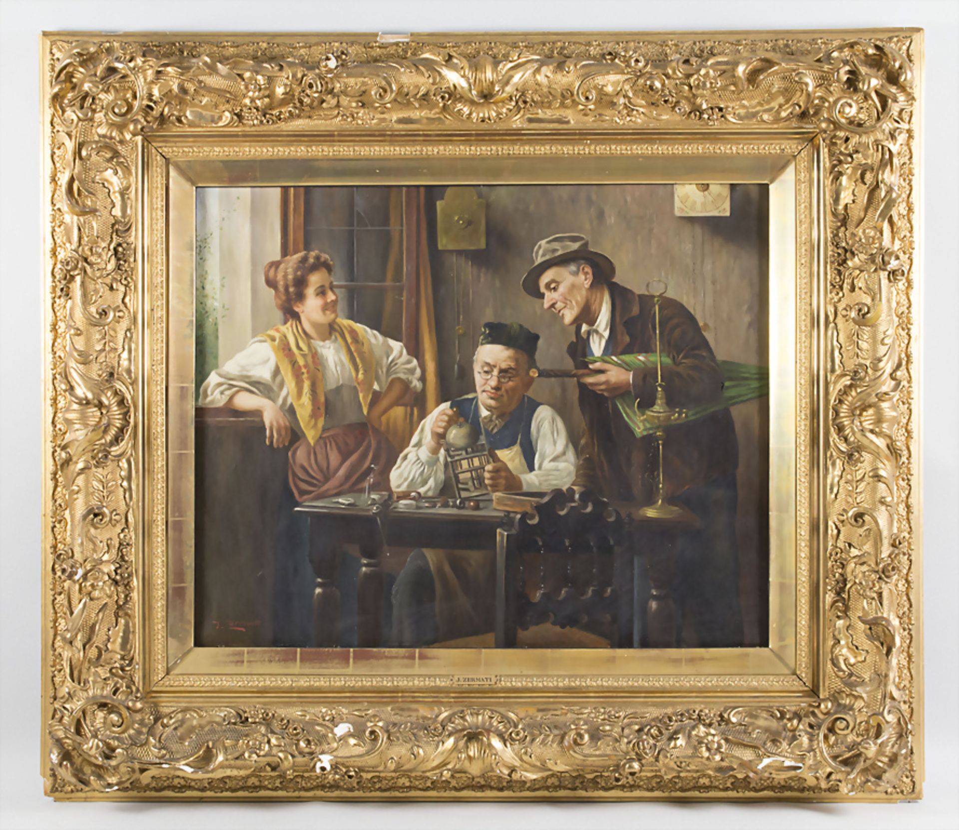 Jules Zermati (1880-1920), 'Der Uhrmacher' / A domestic genre scene - Image 2 of 7