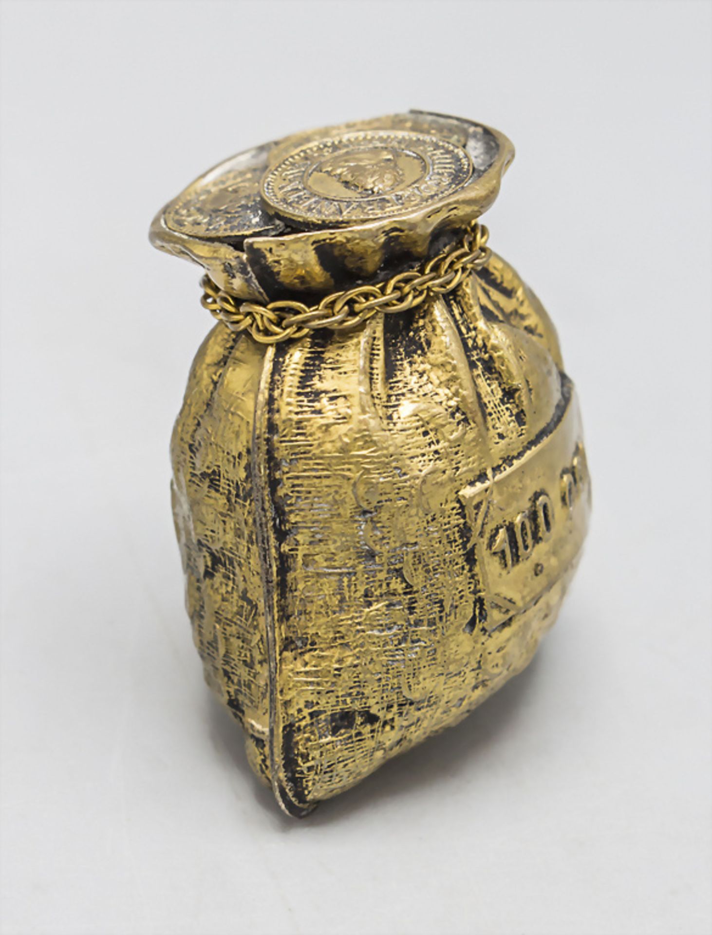 Sack mit Münzen als Trompe-l'oeil Briefbeschwerer / A gilded bronze paperweight, Frankreich, ... - Bild 2 aus 4