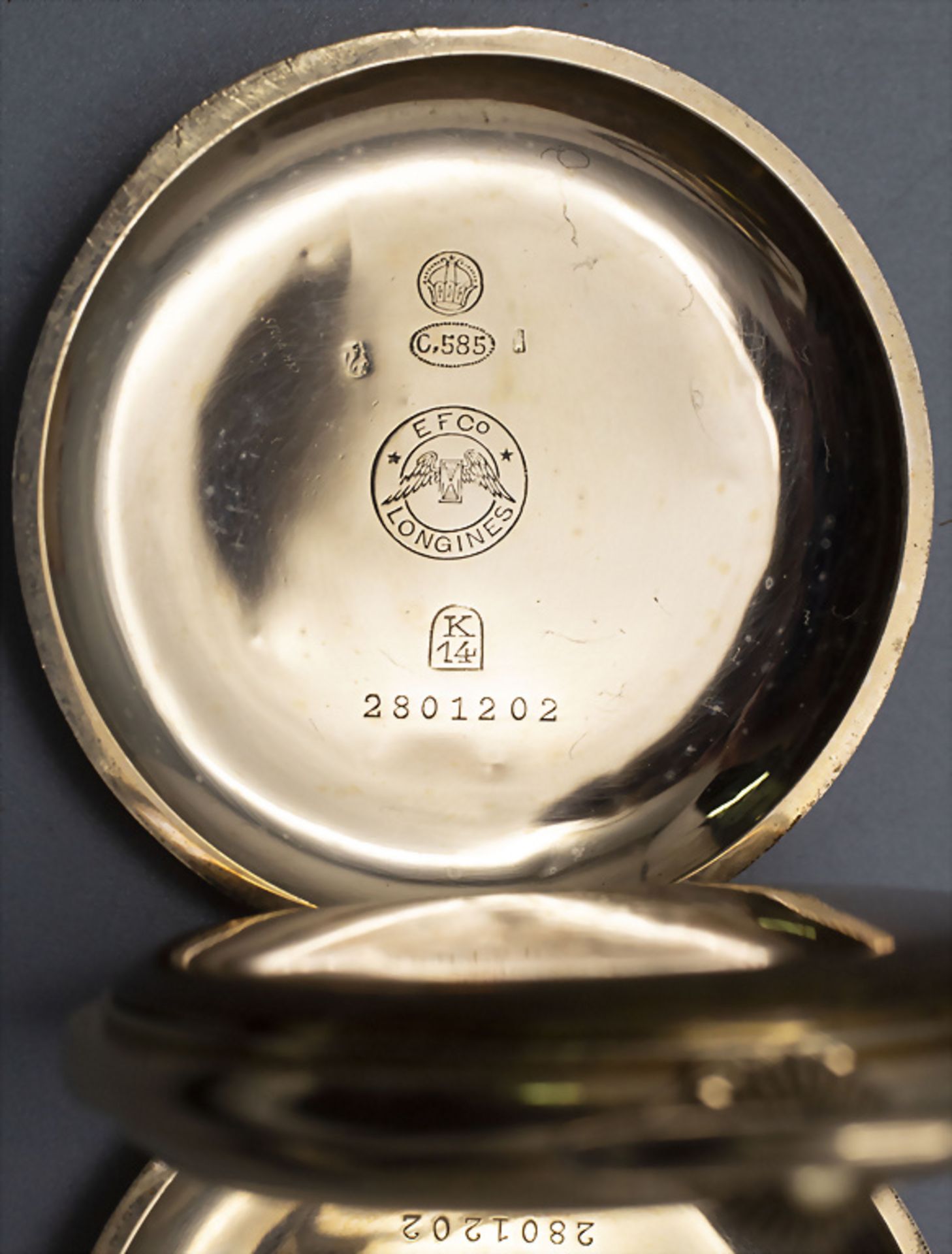 Savonette / Taschenuhr / A 14 ct gold pocket watch, Longines, Schweiz / Swiss, um 1920 - Image 5 of 10