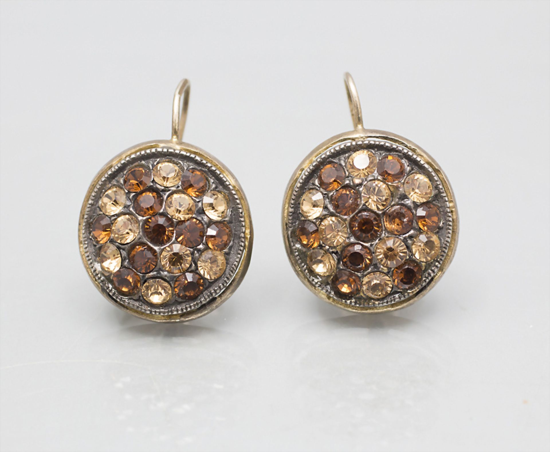 Paar Vintage Silber Ohrhänger mit Steinbesatz / A pair of silver earrings with amber colored stones