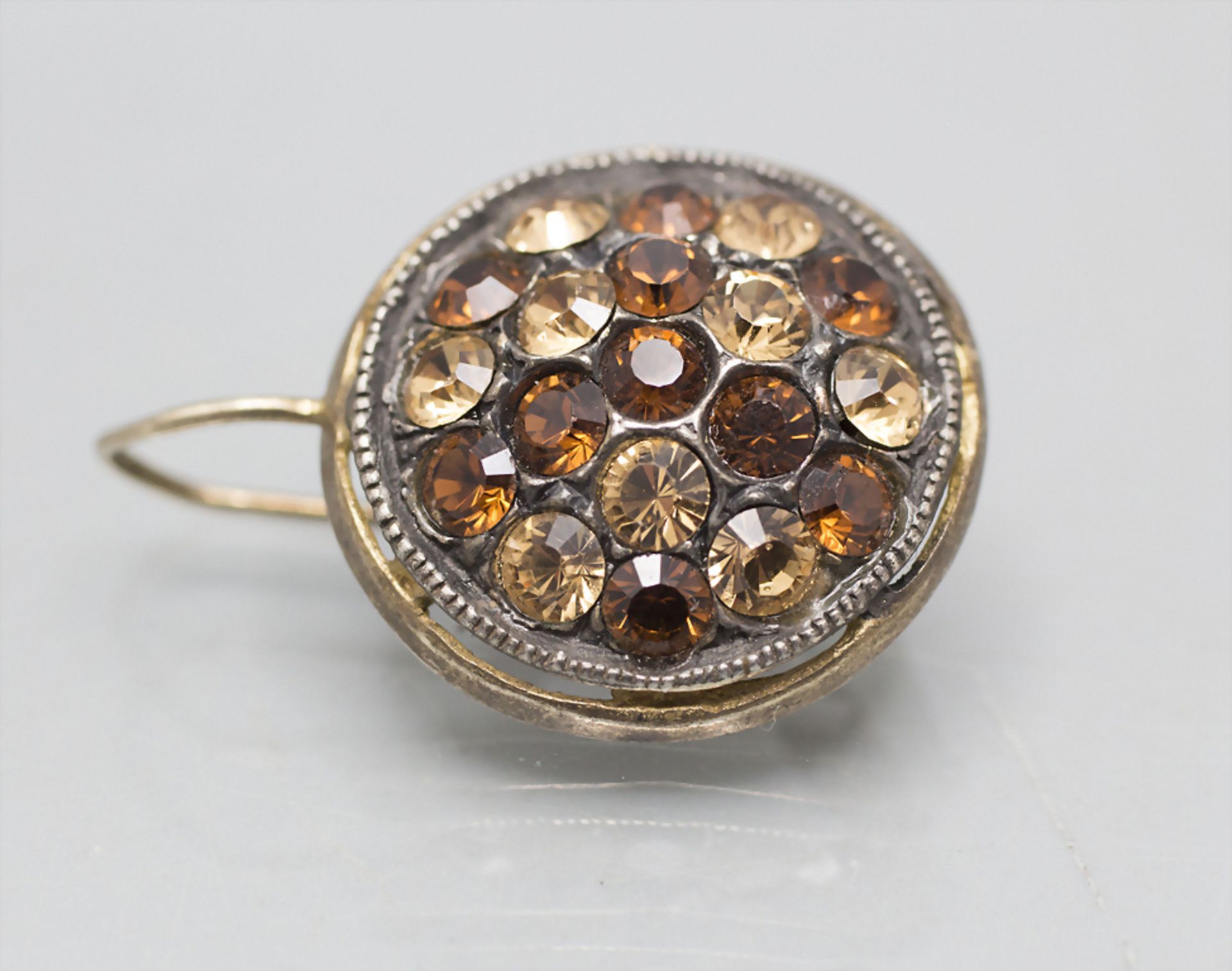 Paar Vintage Silber Ohrhänger mit Steinbesatz / A pair of silver earrings with amber colored stones - Image 2 of 3