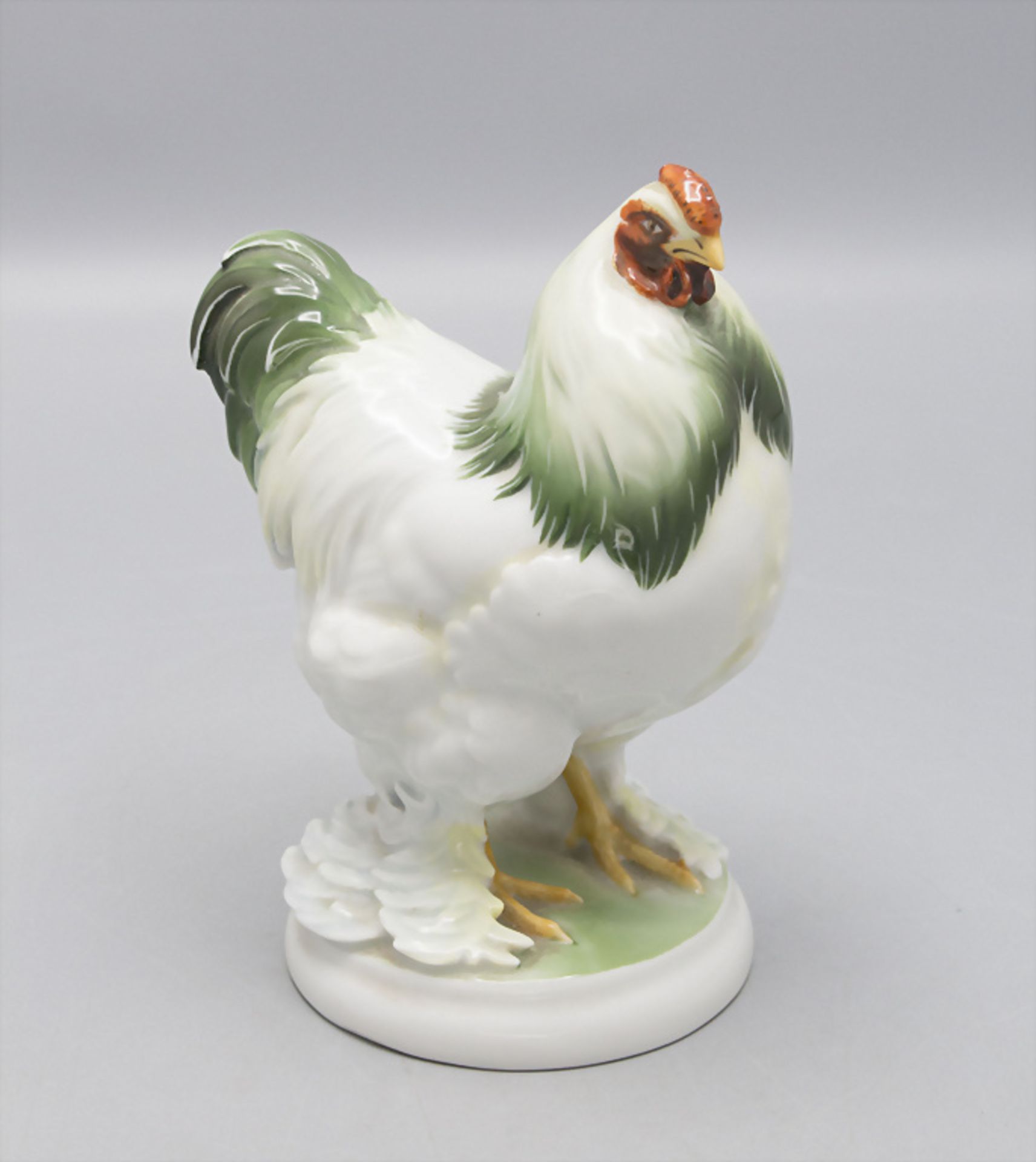 Stehender Brahma Hahn / A Brahma rooster, Ottmar Obermaier, Rosenthal, Selb, um 1925