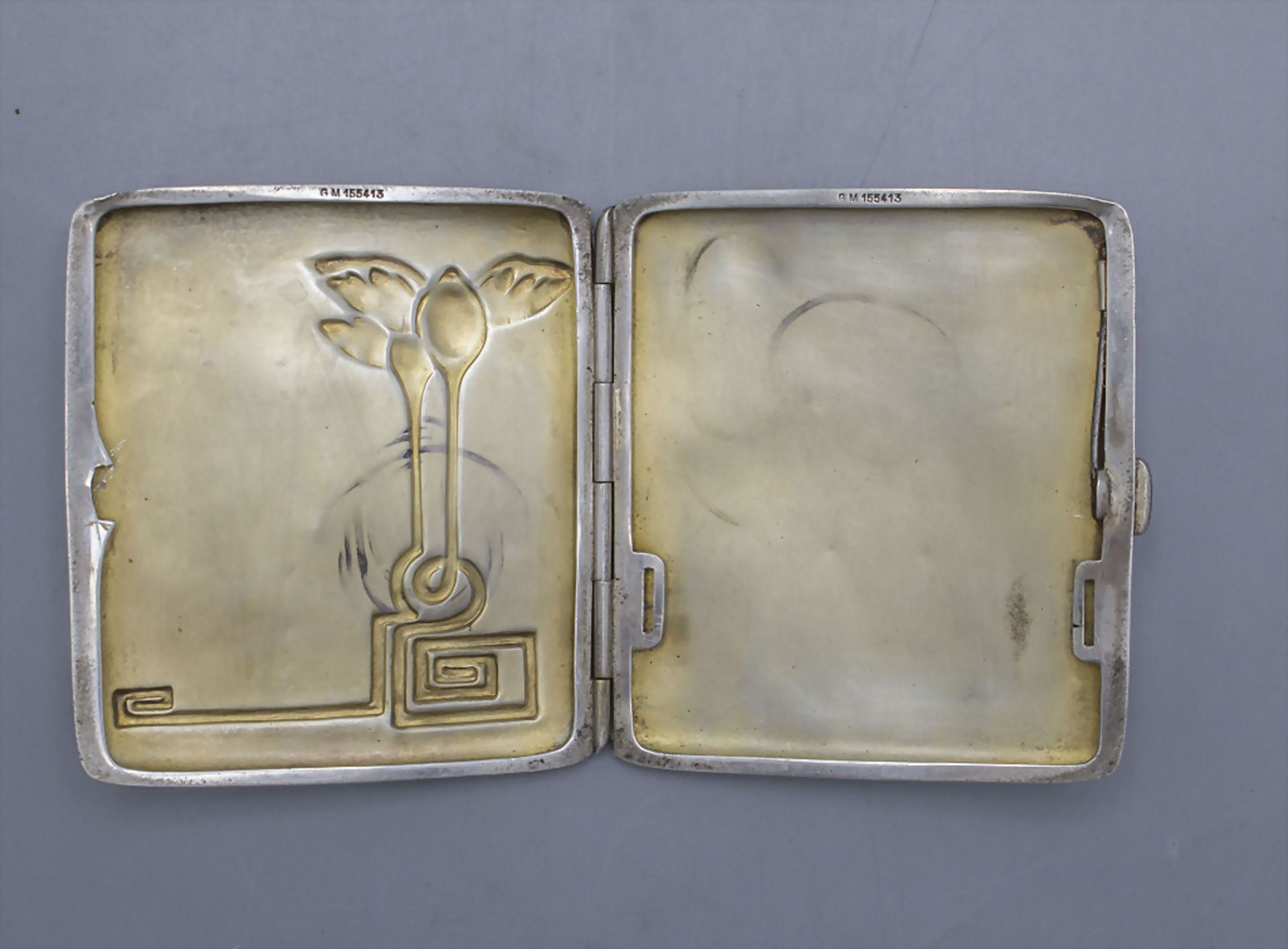 Jugendstil Zigarettenetui / A silver cigarette case, deutsch, um 1900 - Image 3 of 6