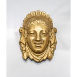 Brosche 'Antiker Kopf einer Griechin' / A brass brooch 'head of a Greek woman', um 1900