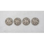 4 Silber Jugendstil Knöpfe / 4 Art Nouveau silver buttons, Frankreich, um 1900