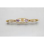 Jugendstil Brosche mit Amethyst / A 9 ct gold Art Nouveau brooch, England, um 1900