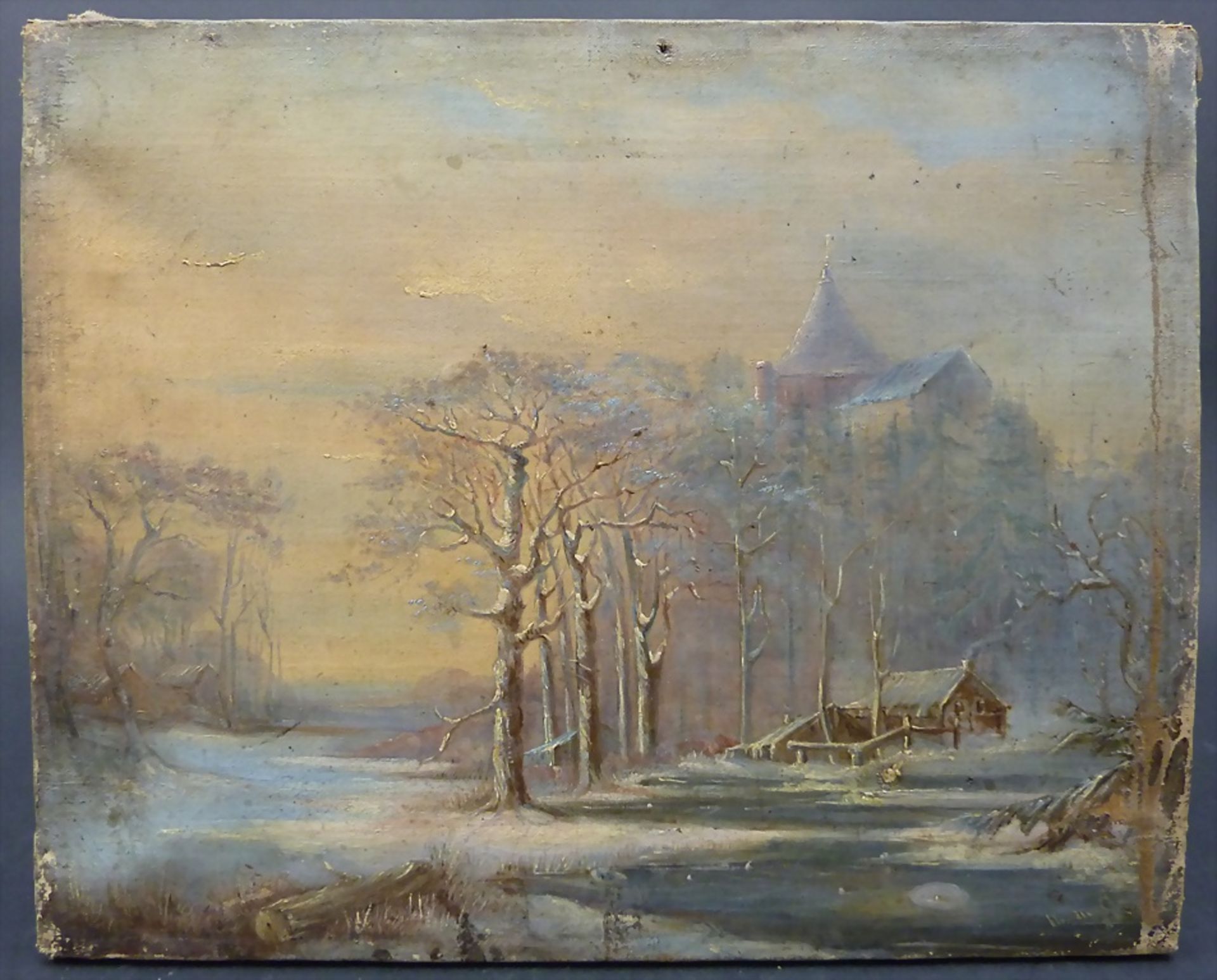 Künstler des 19. Jh., 'Winterlandschaft mit Burg' / 'Winter landscape with a castle', 1865 - Bild 2 aus 10
