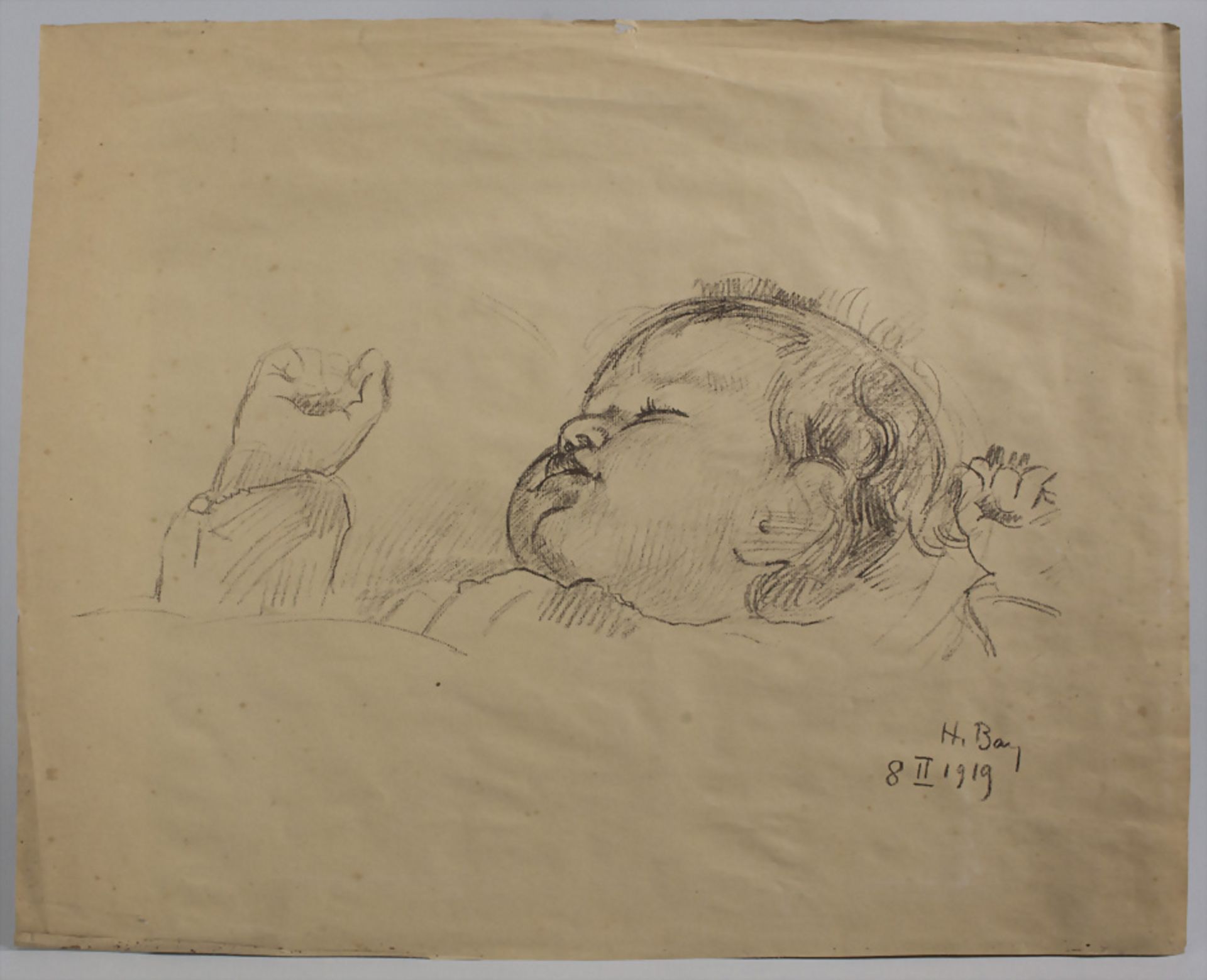 Hanni Bay (1885-1978), 'Schlafendes Baby' / 'A sleeping baby', 1919 - Image 2 of 4