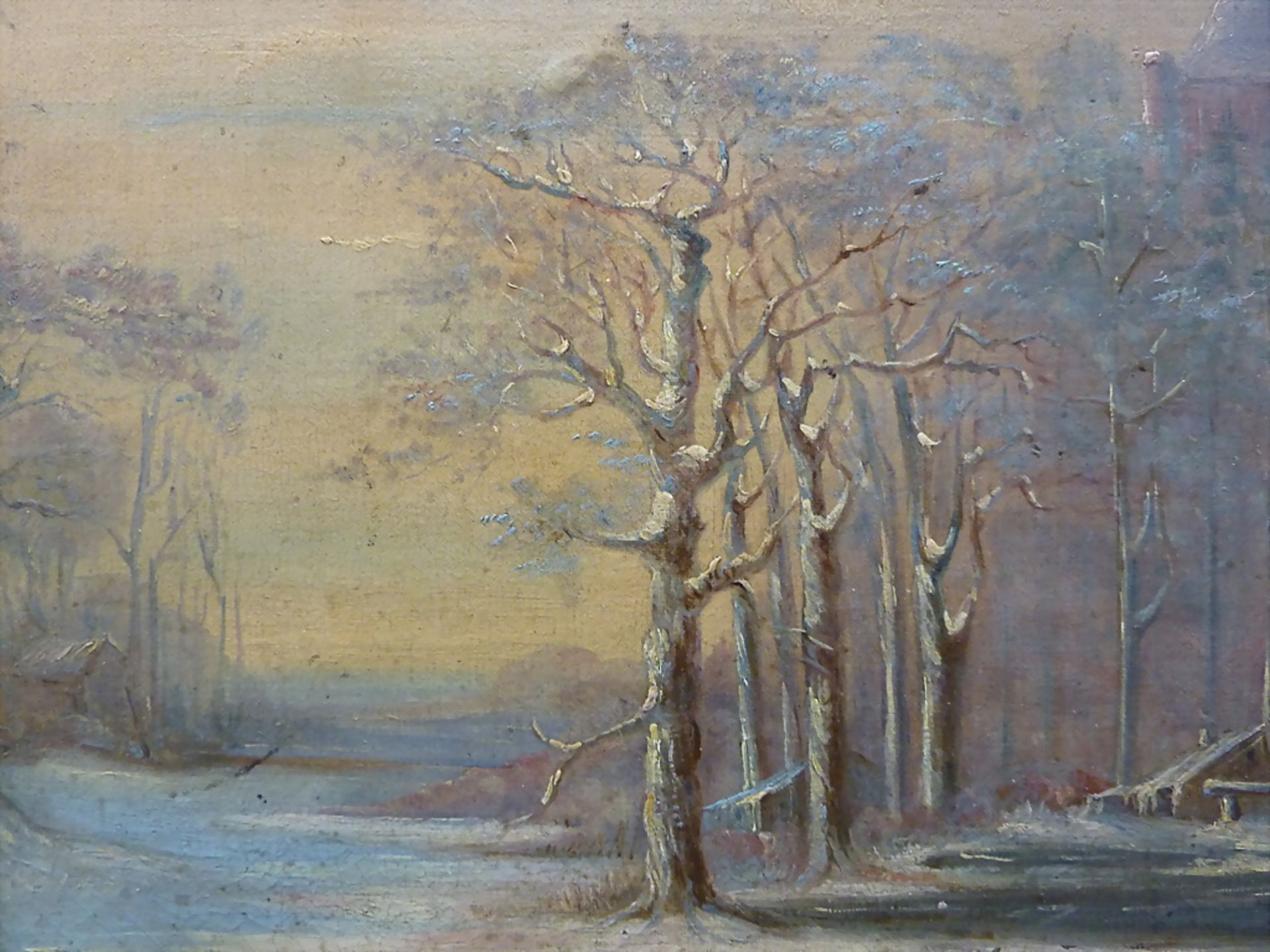 Künstler des 19. Jh., 'Winterlandschaft mit Burg' / 'Winter landscape with a castle', 1865 - Bild 7 aus 10