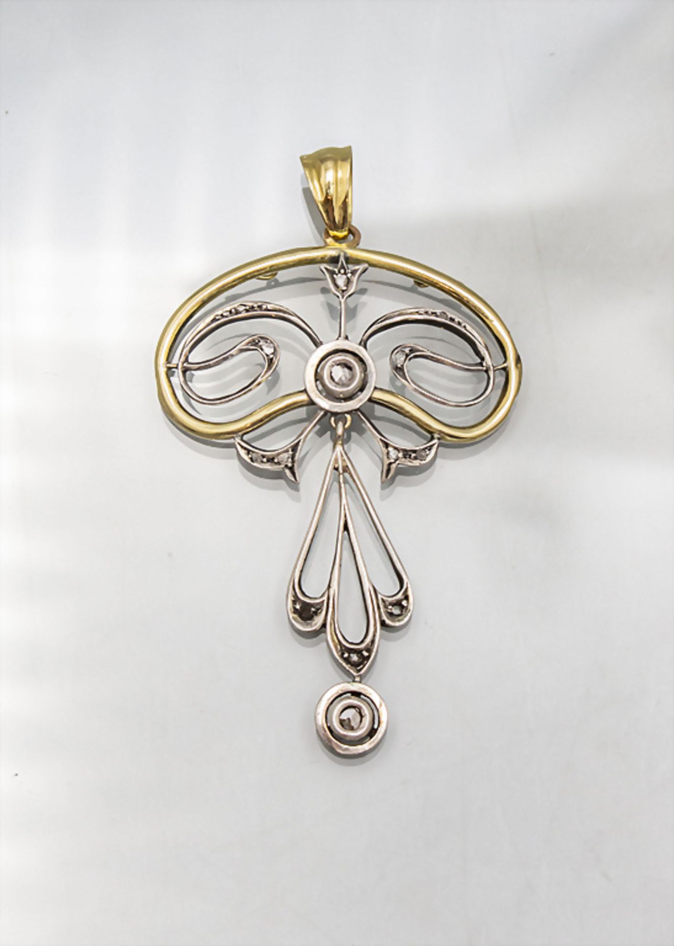 Jugendstil Gold und Silber Anhänger / An Art Nouveau gold and silver pendant, Frankreich, um 1910 - Bild 3 aus 4
