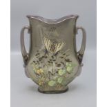 Jugendstil Vase mit Schmetterling / An Art Nouveau glass vase with handles and a swallowtail ...