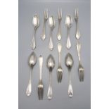 6 Löffel und 6 Gabeln / 6 silver spoons and 6 silver forks, Leysz, Straßburg/Strasbourg, 1819-1838