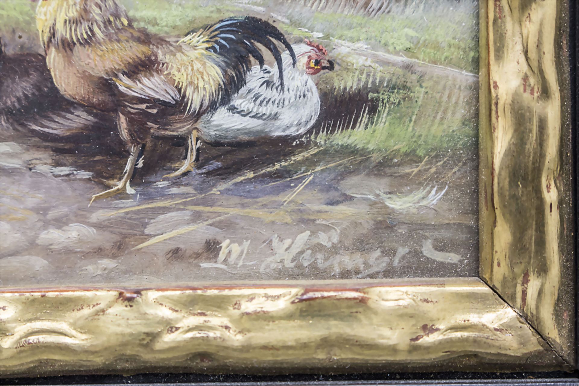 Max HÄNGER (1874-1941), 'Hähne mit Hennen' / 'Roosters with hens', wohl deutsch, 20. Jh. - Bild 3 aus 4