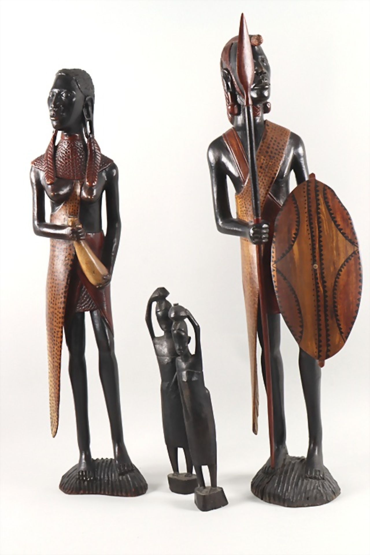 Vier afrikanische Skulpturen / 4 African wooden sculptures