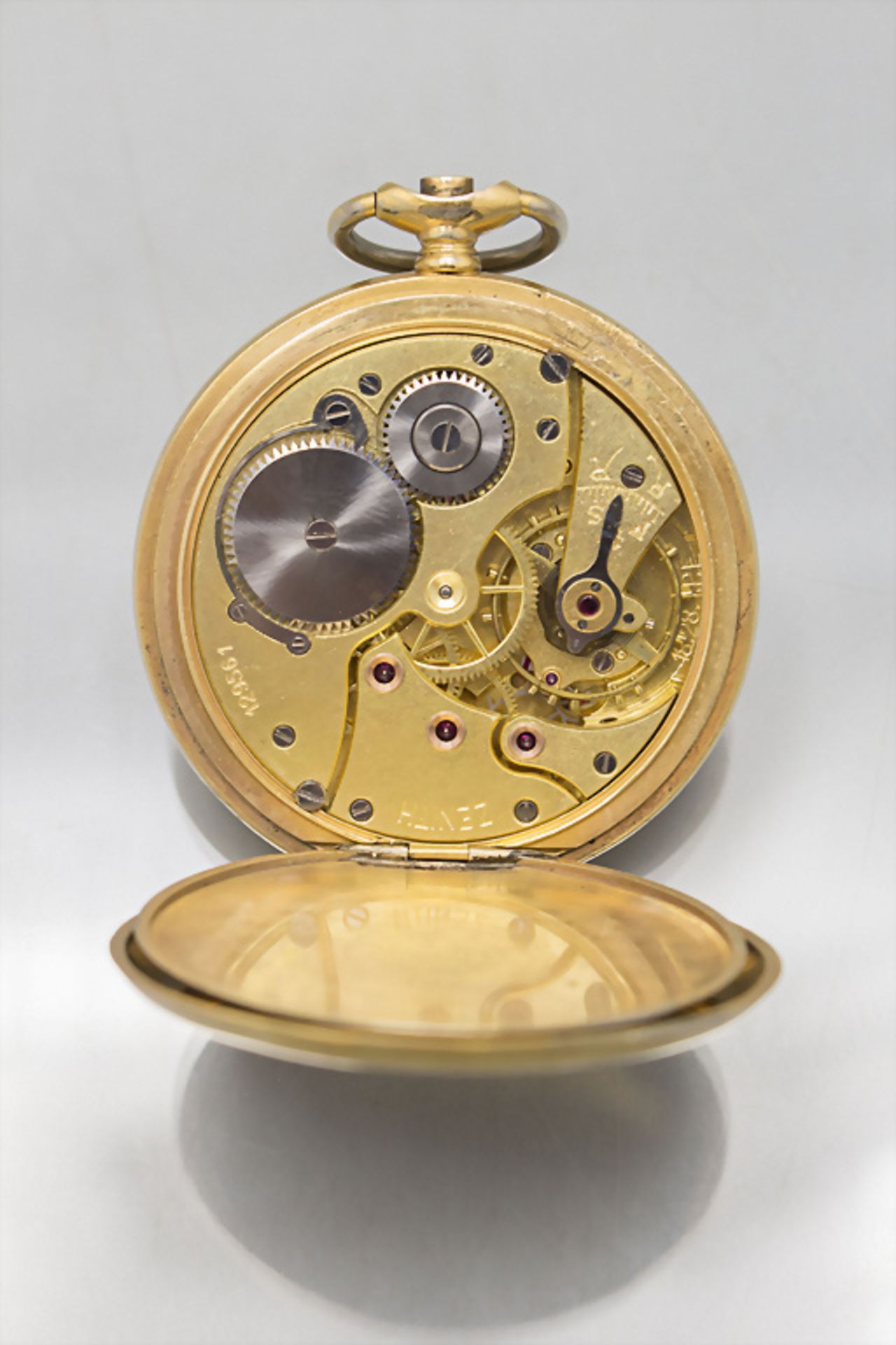 Taschenuhr mit 14 Kt Gold Kette / A pocket watch with a 14 ct gold chain, Zenith, Swiss, um 1950 - Image 6 of 6