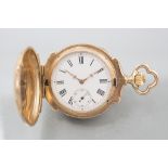 Savonette Damentaschenuhr / A ladies 14 ct gold pocket watch, Swiss, um 1900