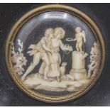 Miniatur Szene mit kleinem Amor / A miniature scene with a cupid holding a flower wreath, ...