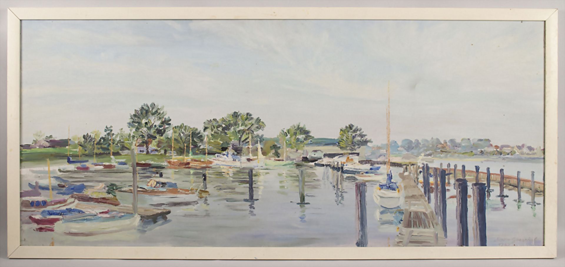 Harro GOESCHEL (*1935 Riga), 'Segelboote am Pier' / 'Sailing boats at the pier', 1969 - Bild 2 aus 4