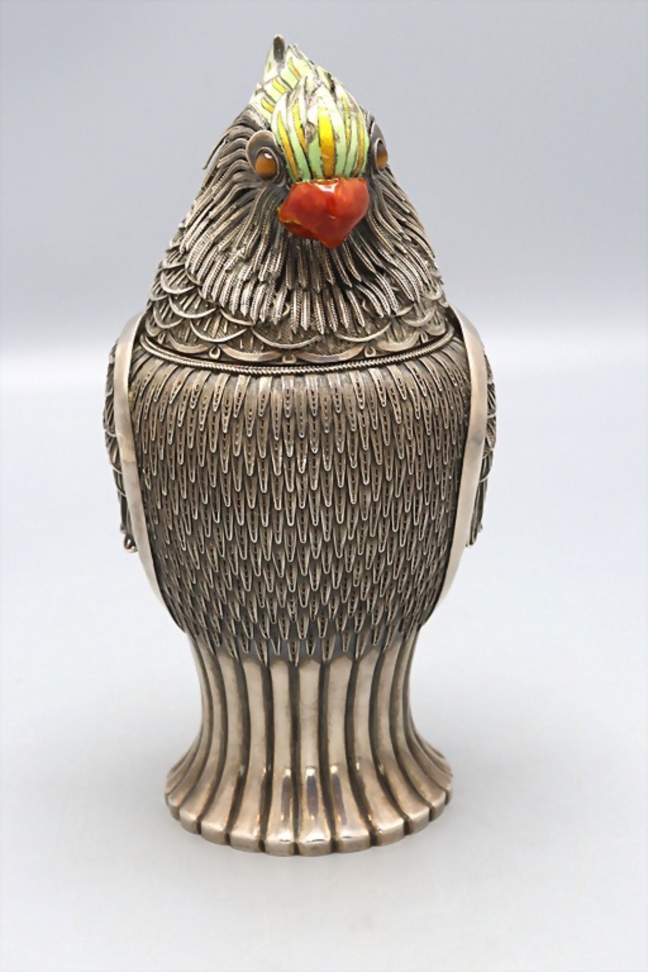 Deckeldose 'Papagei' / A silver lidded box 'Parrot' - Image 2 of 10