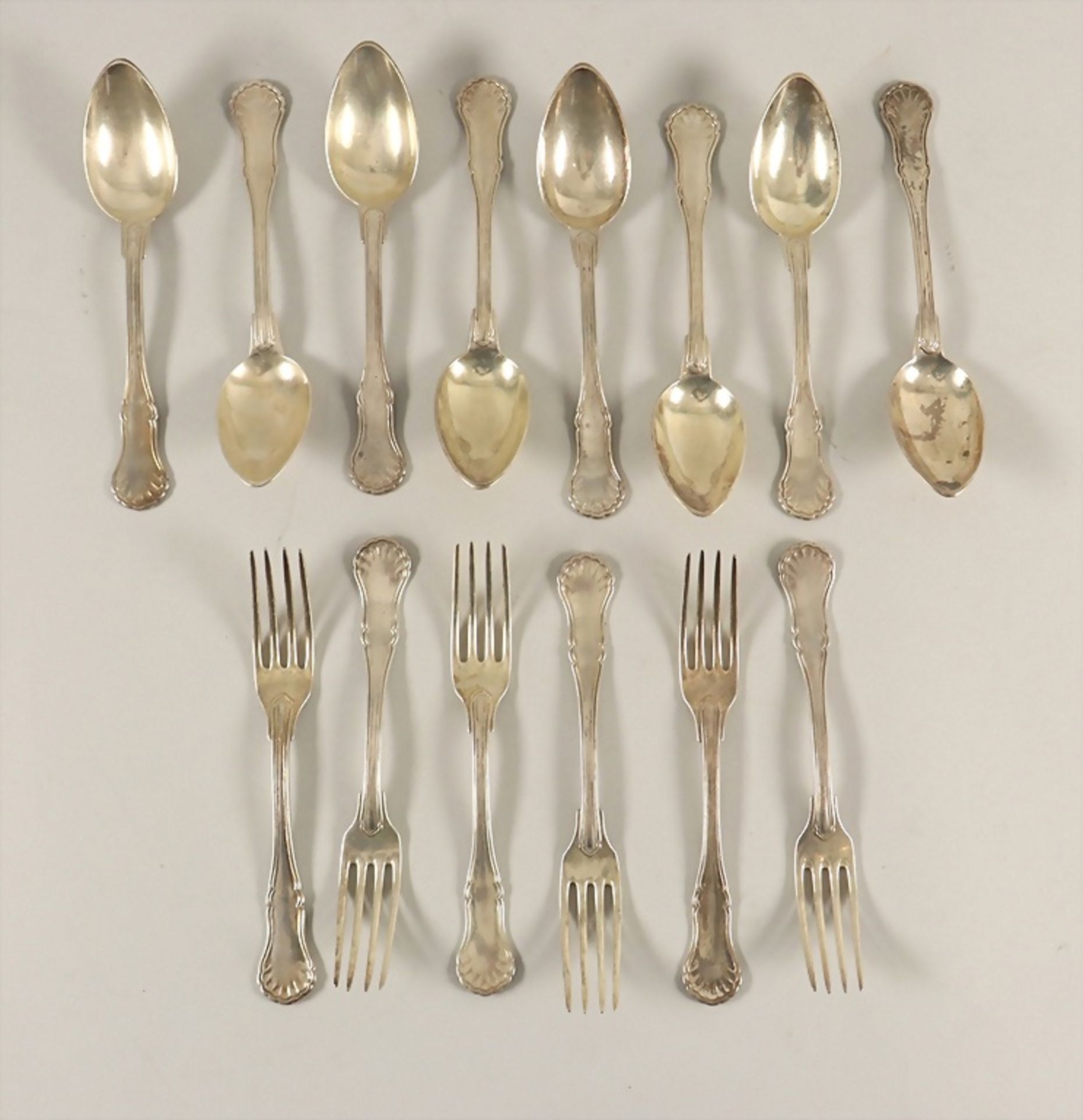 14 Teile Silberbesteck / 14 pieces of silver cutlery, Guillaume Deniere (Deninger), Paris, ...