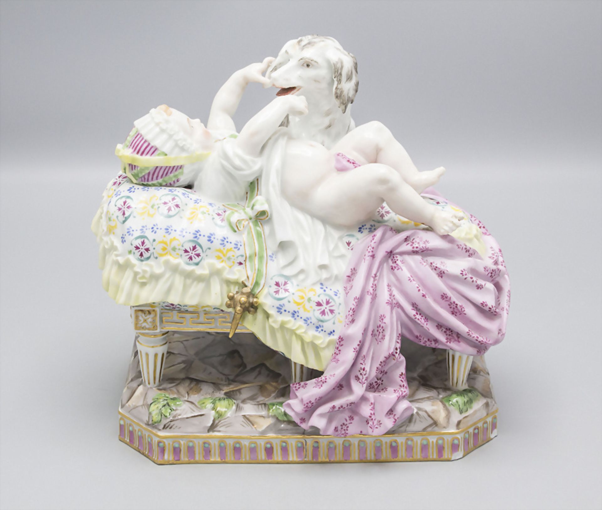 Große Figurengruppe 'Die Sanftheit der Kindheit' / 'Les douceurs de l'enfance' / A porcelain ...